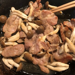 豚肉としめじのオイマヨ炒め